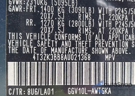 2010 Toyota Venza Base V6 from USA, damaged, VIN 4T3ZK3BB8AU021368